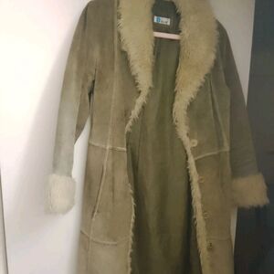 Bershka Olive Green Teddy Jacket with Cream Accents